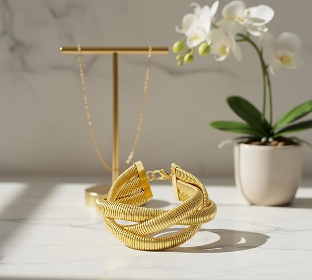 Gold Plated Twisted Snake Chain Bracelet