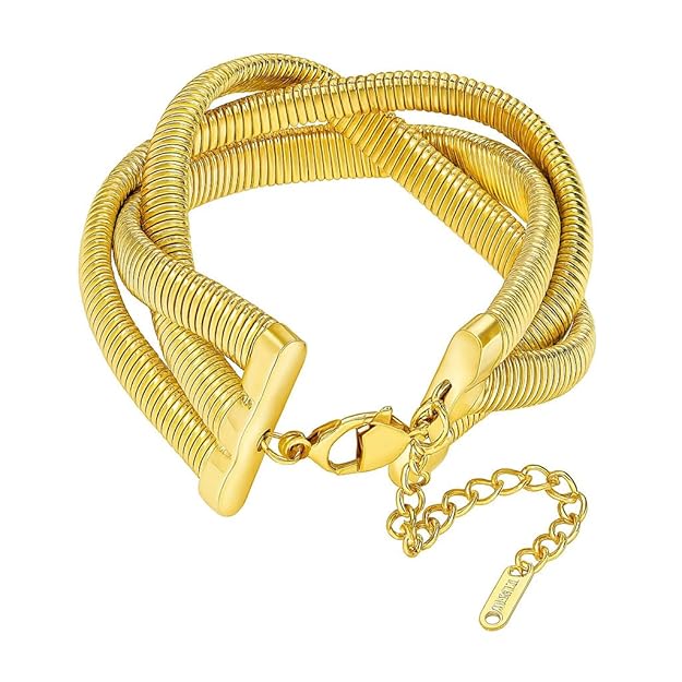 Gold Plated Twisted Snake Chain Bracelet