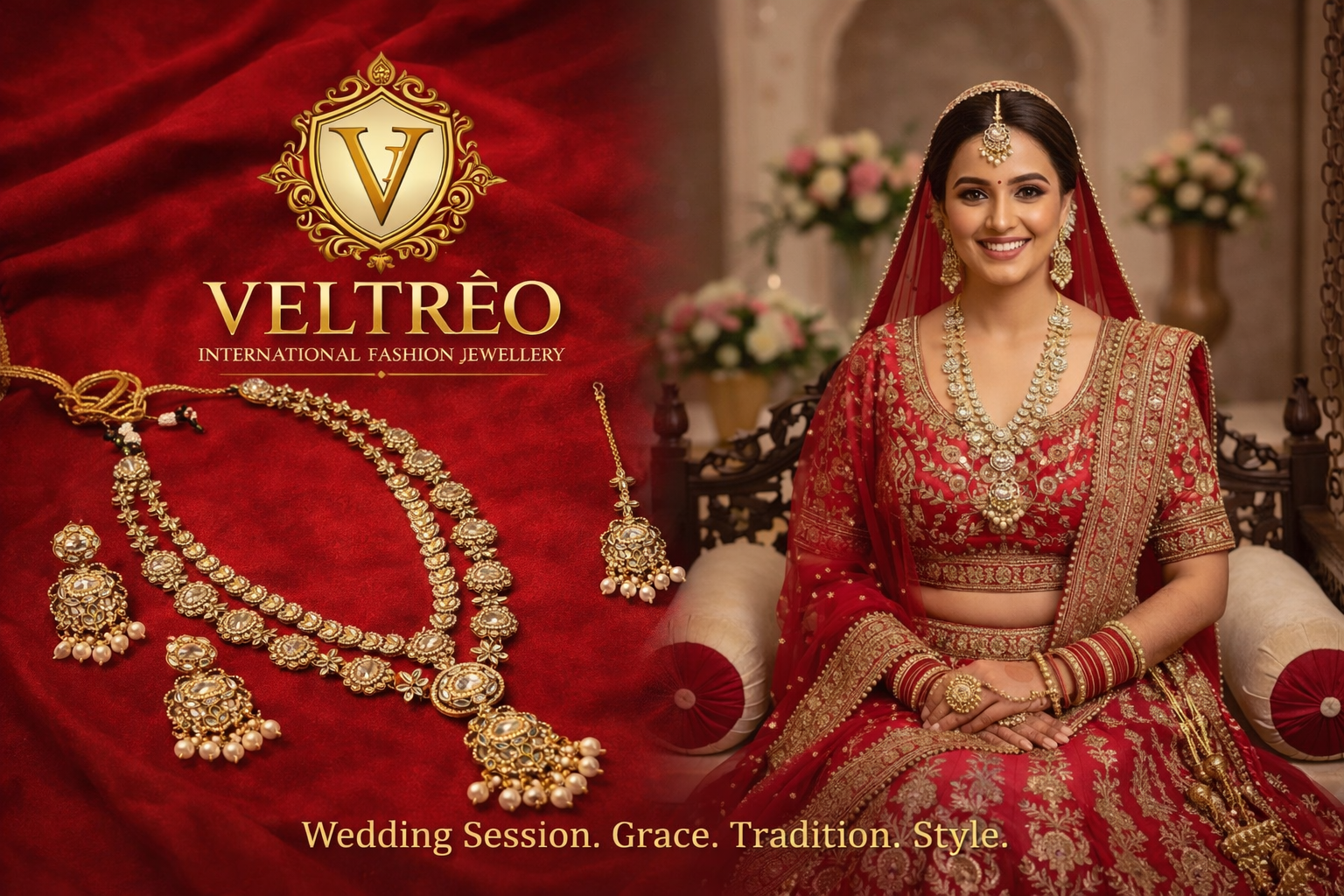 Gold-Plated Traditional Necklace Set for Women – Kundan Style Bridal Jewellery Set with Earrings and Maang Tikka – Wedding & Festive Wear