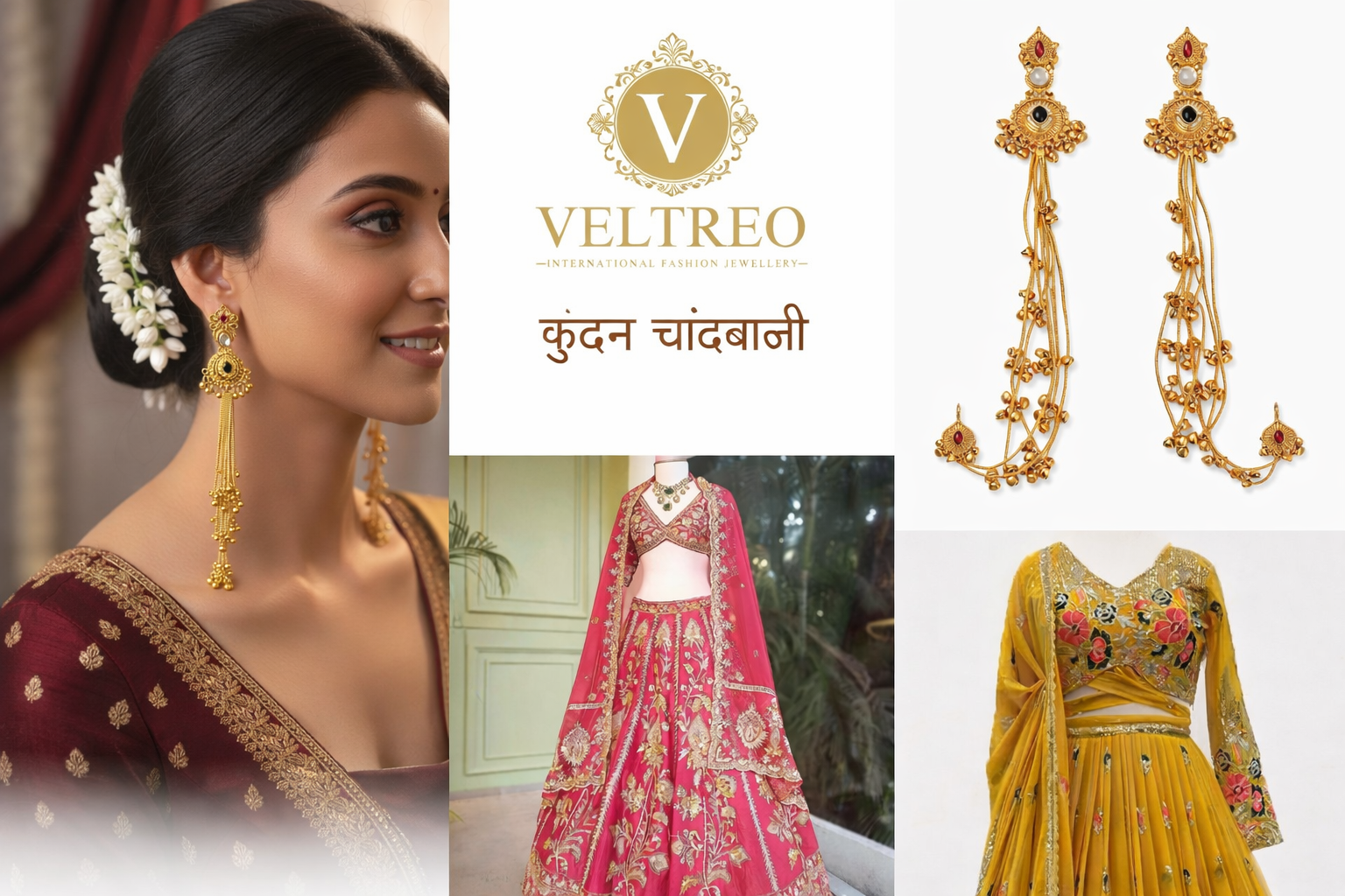 Traditional Gold Plated Long Chain Kashmiri Jhumar Earrings with Ghungroo for Bridal & Festive Wear