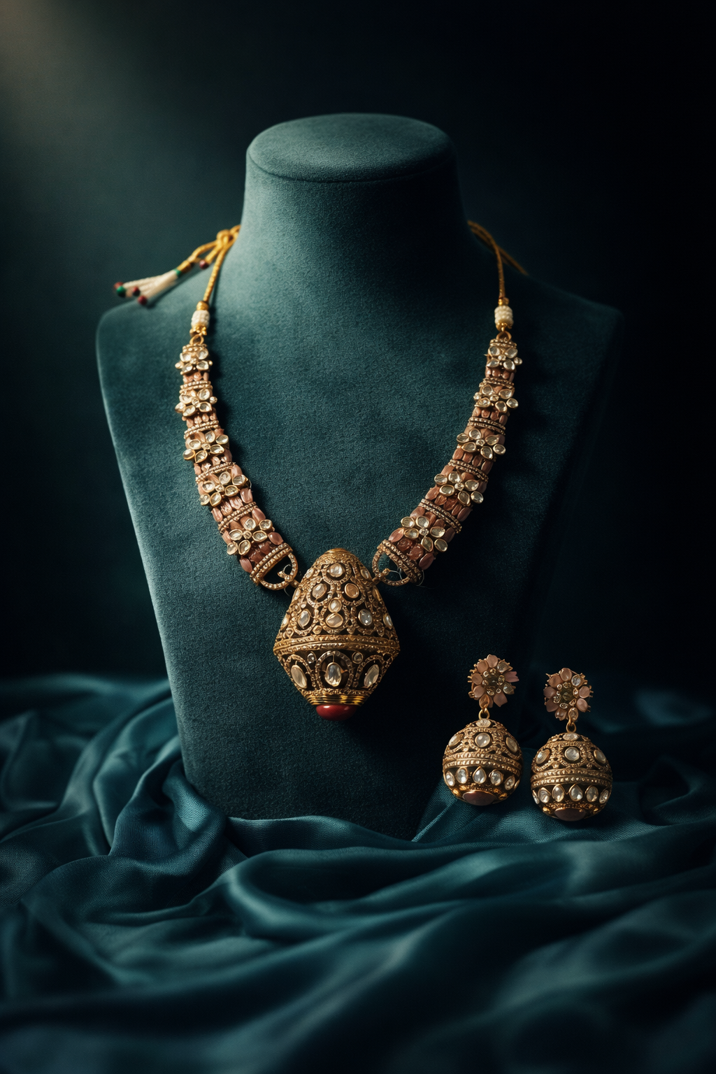 Pink Kundan Choker Necklace Set for Women with Earrings | Traditional Bridal Jewelry | Gold Plated Ethnic Wedding Set