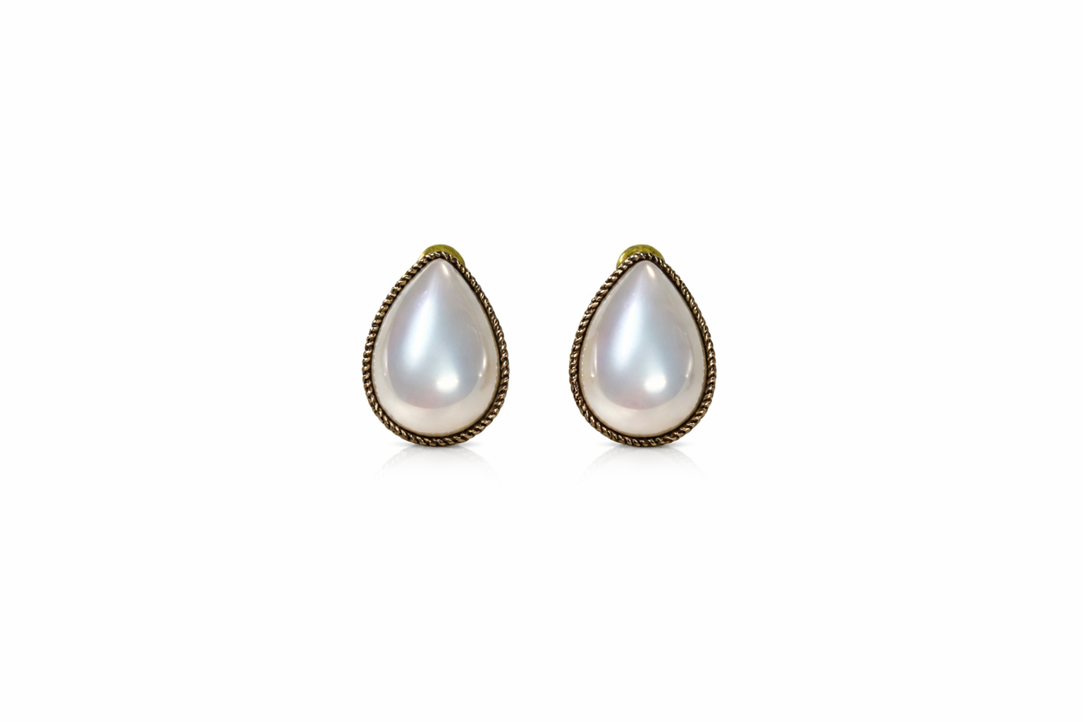 eardrop Pearl Stud Earrings for Women | Vintage Gold-Tone Frame | Elegant Wedding & Party Wear Jewellery | Classic Pear Shape Statement Earrings