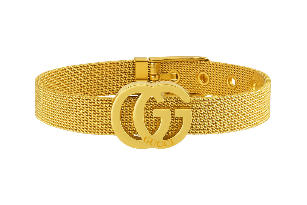 Wrist Band with Double G Design tainless Steel Mesh Bracelet for women