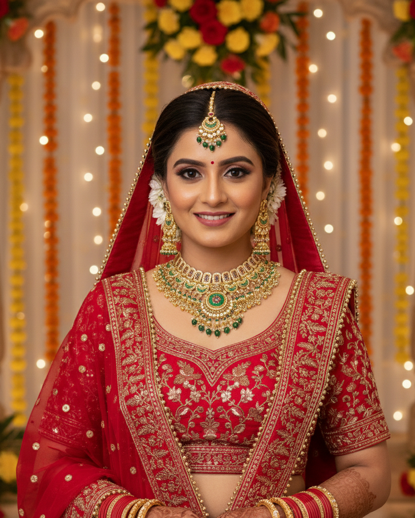 Traditional Gold-Plated Bridal Choker Necklace Set with Matching Earrings & Maang Tikka | Kundan & Meenakari Style | Wedding & Festive Jewelry for Women