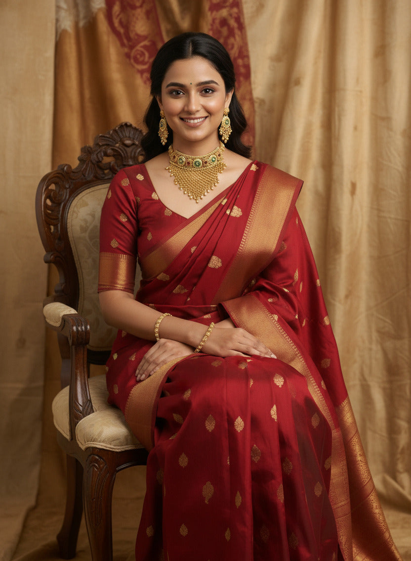 Temple Jewelry Choker with Intricate Beadwork & Green Stone Detailing Gold-Toned Bridal Necklace Set with Earrings for Women