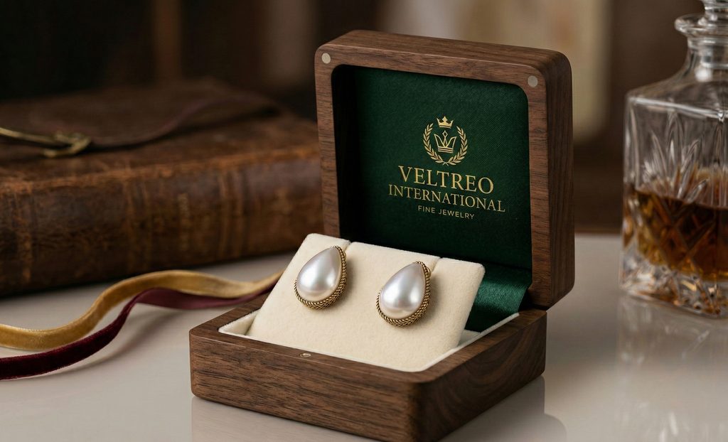 eardrop Pearl Stud Earrings for Women | Vintage Gold-Tone Frame | Elegant Wedding & Party Wear Jewellery | Classic Pear Shape Statement Earrings