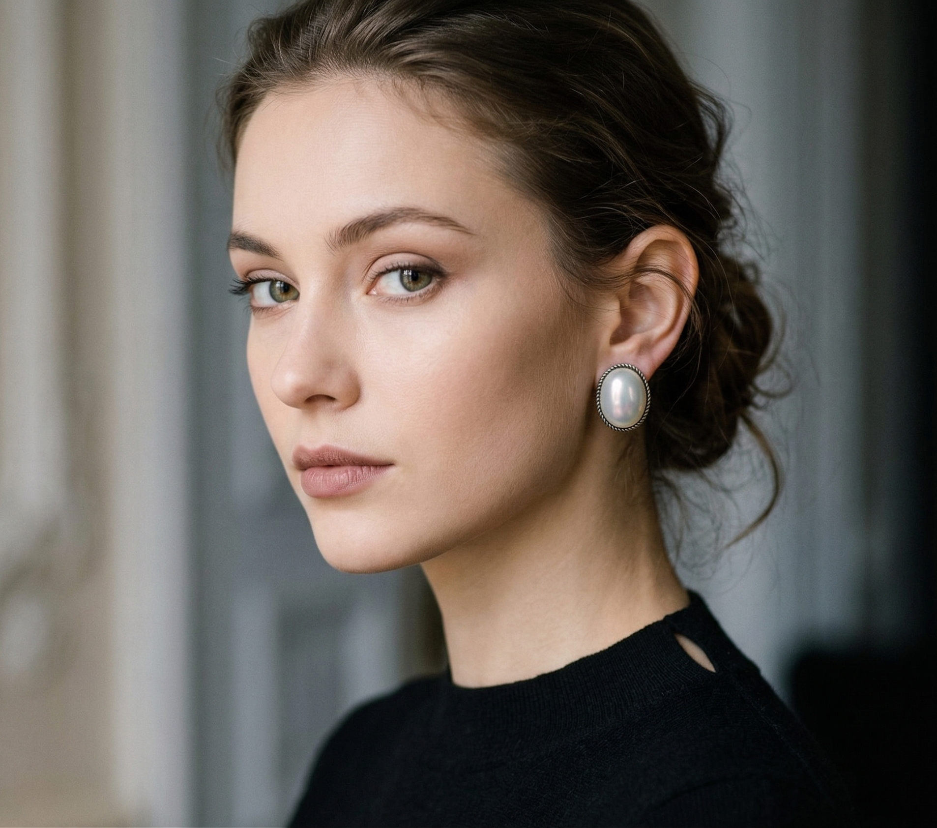 Vintage Oval Opalite Stud Earrings for Women | Antique Silver Finish Handmade Earrings | Elegant Minimal Jewelry for Daily Wear & Gifting