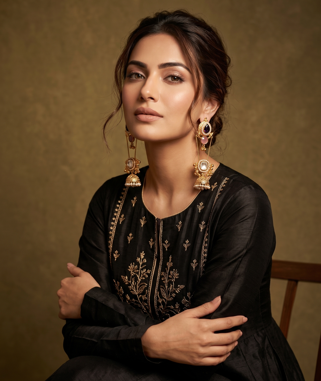 Women's Traditional Gold-Plated Jhumka Earrings with Pearl Beads, Black & Pink Stone Ethnic Dangler Earrings for Wedding, Party & Festive Wear