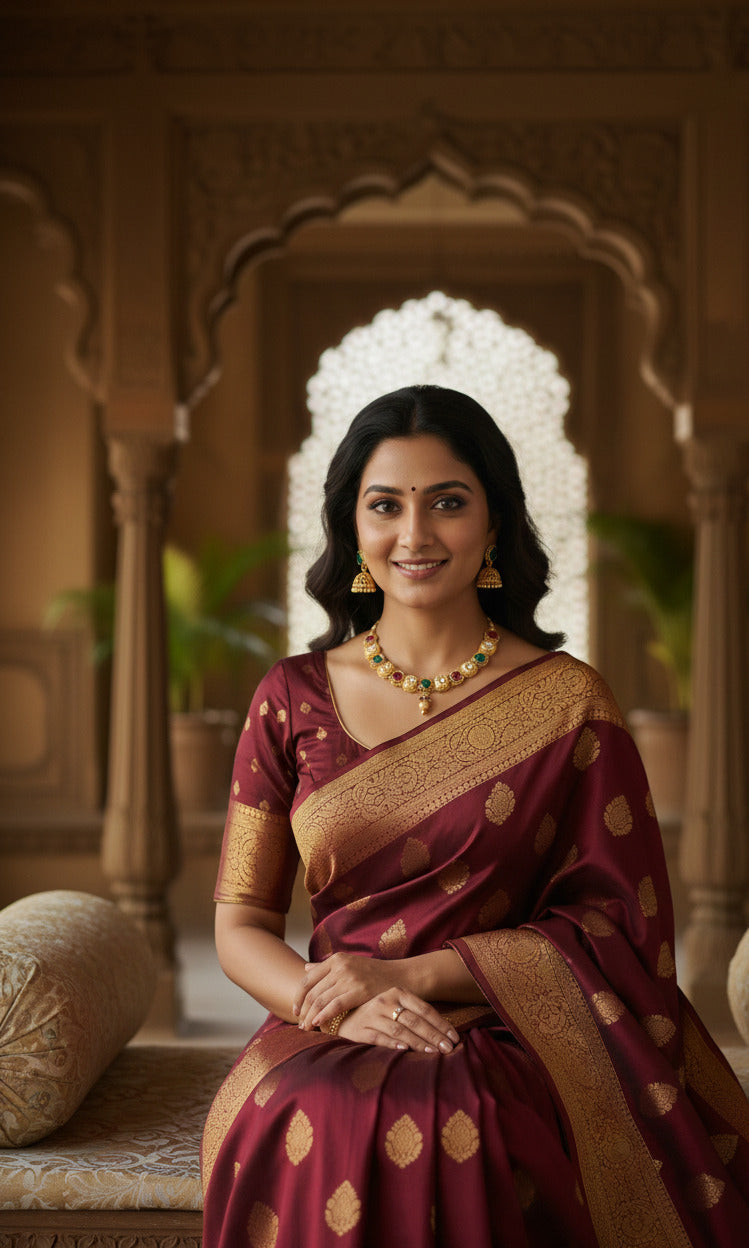 Traditional Gold-Plated Kundan Necklace Set for Women with Matching Jhumka Earrings | Green & Ruby Stones | Bridal & Festive Jewellery
