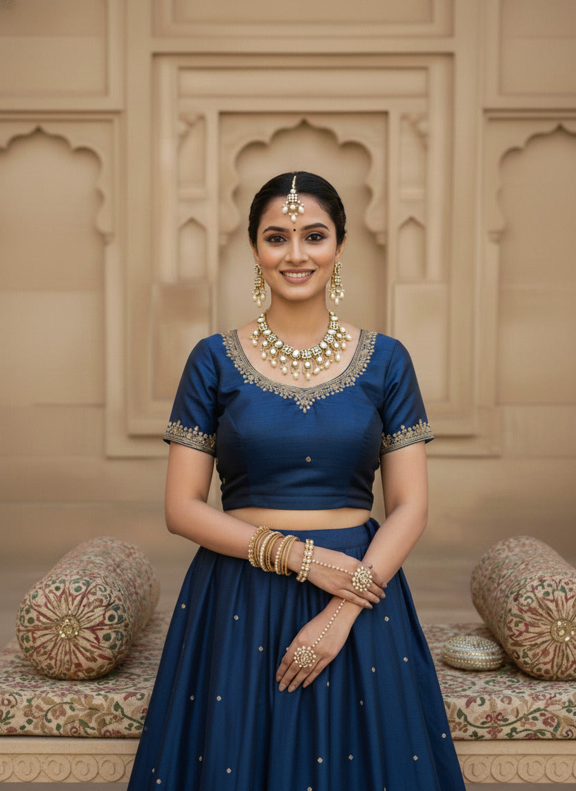 Kundan Bridal Jewellery Set for Women – Necklace, Earrings & Maang Tikka | Pearl & Stone Studded Wedding Wear Set | Premium Gold-Plated Indian Ethnic Jewellery