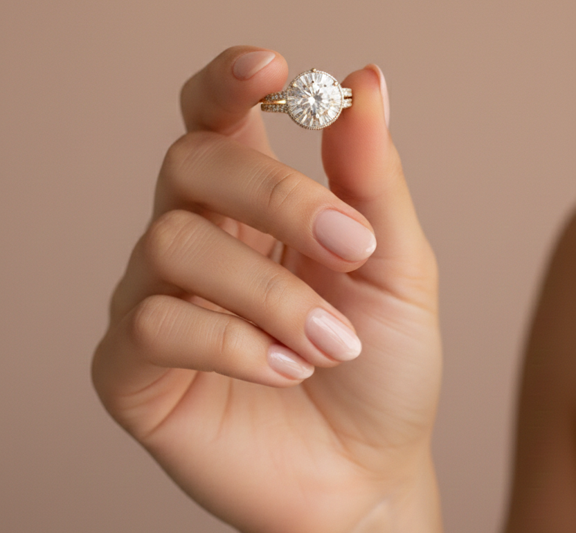 Luxury Adjustable Halo Diamond Ring for Women | Silver-Tone Statement Engagement Ring | Round Brilliant Cut Center Stone | Wedding, Party & Anniversary Jewelry Gift