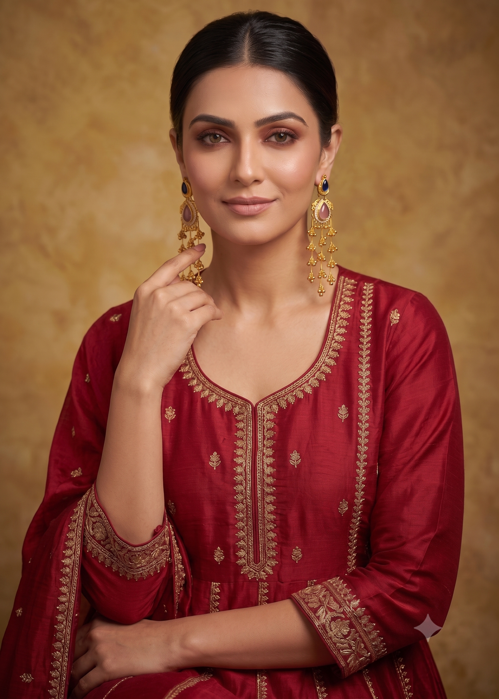 Gold-Plated Long Dangler Earrings with Pink & Blue Teardrop Stones | Traditional Ethnic Party Wear Earrings for Women & Girls