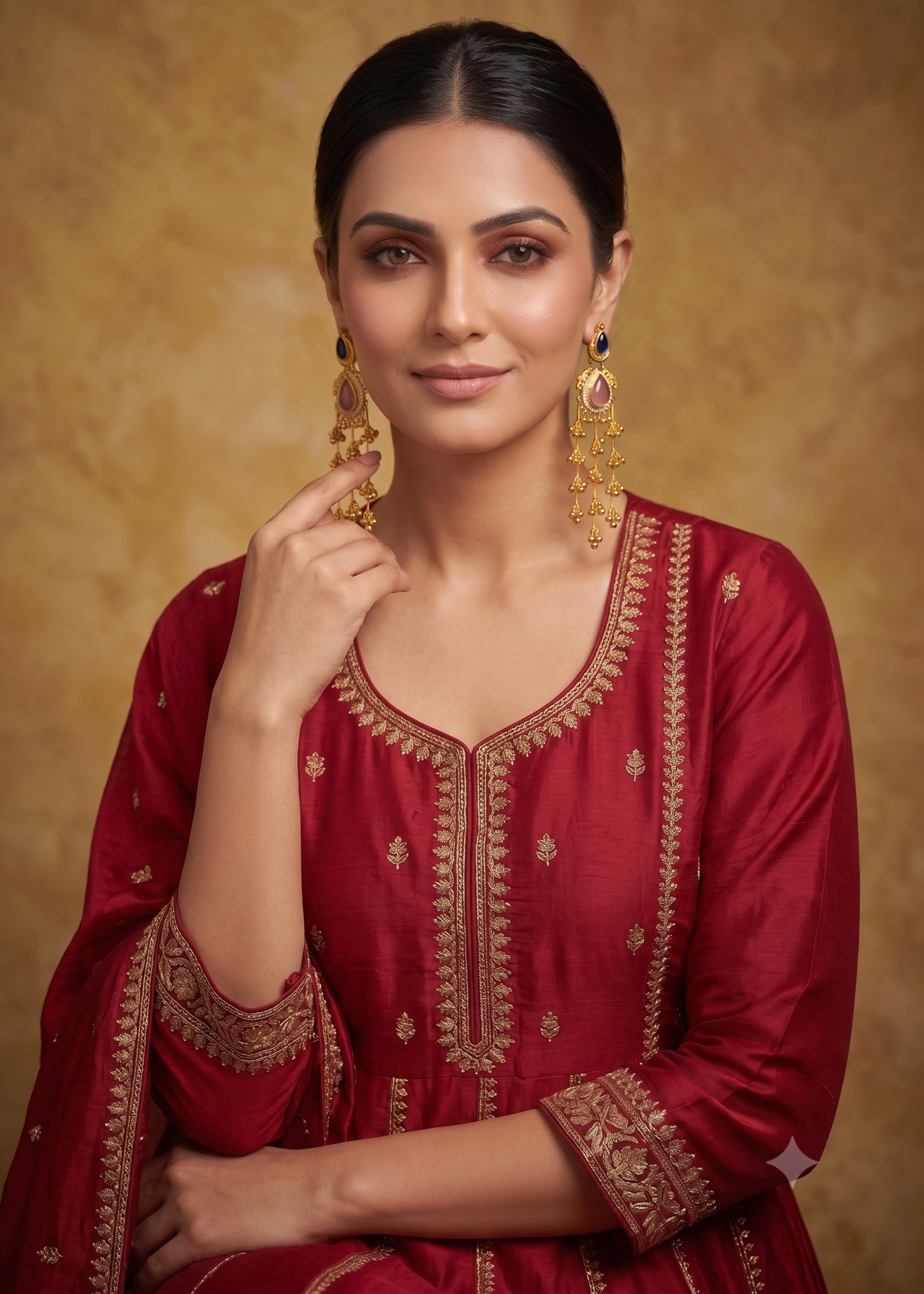 Gold-Plated Long Dangler Earrings with Pink & Blue Teardrop Stones | Traditional Ethnic Party Wear Earrings for Women & Girls