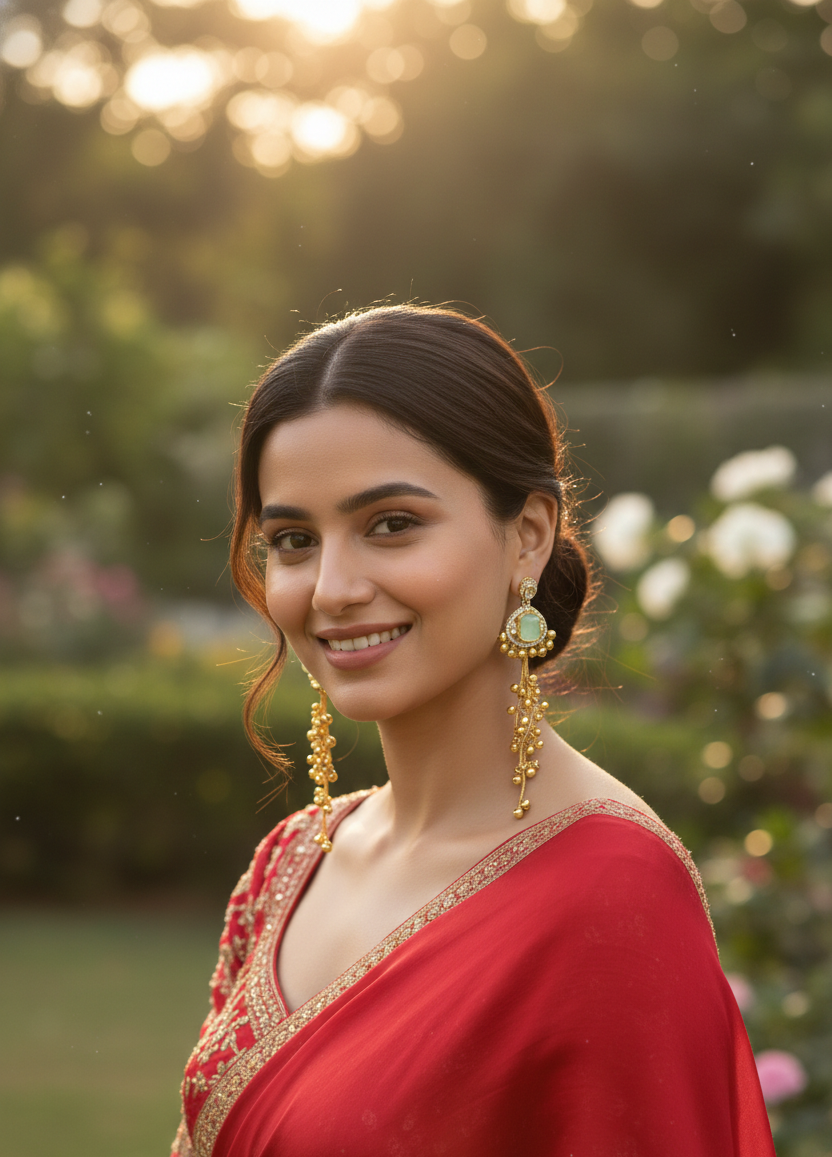 Veltreo International Gold Plated Kashmiri Style Long Drop Earrings for Women | Mint Green Stone | Traditional Fashion Jewellery