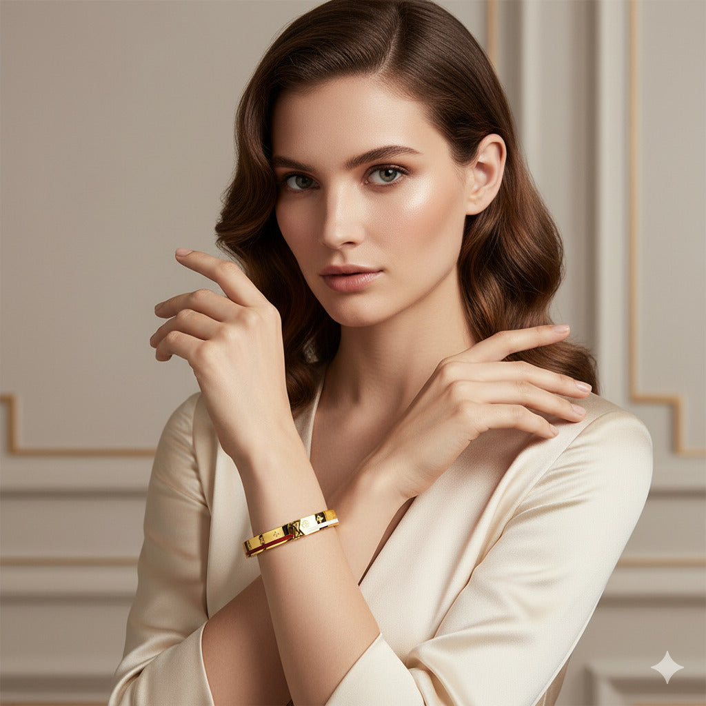 Gold-Tone Designer Bangle Bracelet for Women & Girls
