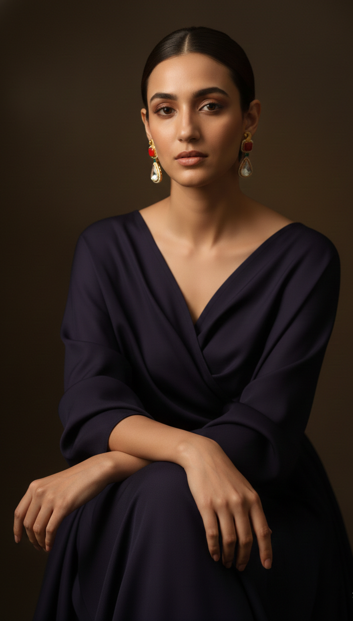 Gold-Plated Traditional Drop Earrings with Red & Clear Stones | Elegant Ethnic Statement Earrings for Women