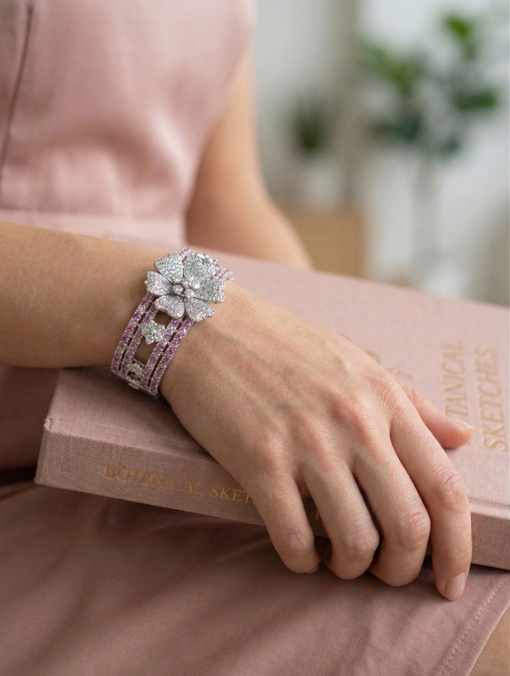 Elegant Silver-Plated Floral Bracelet with Pink Stones | Adjustable Designer Kada Bangle for Women | Wedding, Party & Festive Wear Jewelry