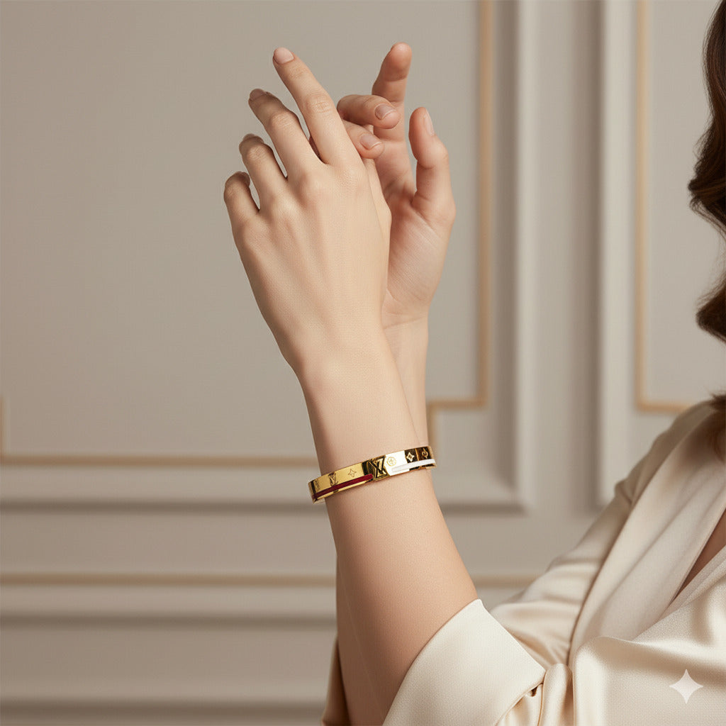 Gold-Tone Designer Bangle Bracelet for Women & Girls