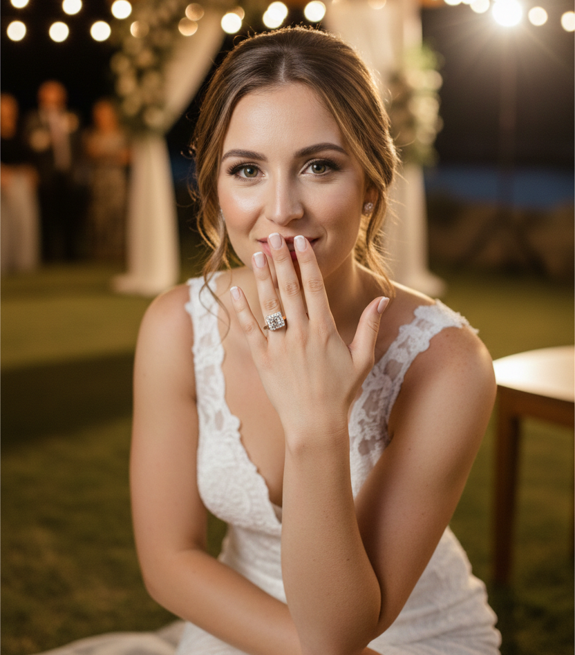 Gold Square Halo Diamond Ring for Women | Elegant Pave Band Engagement / Party Ring | Premium Finish Jewelry